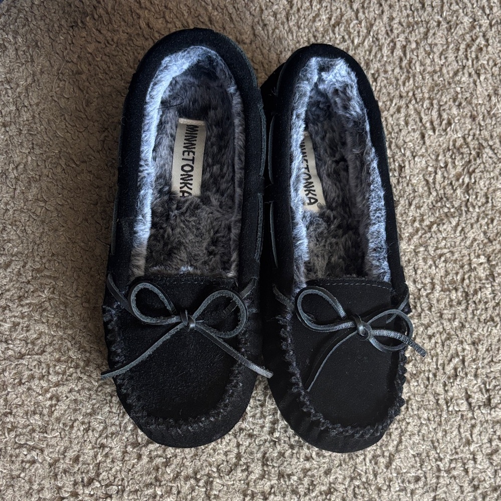 Minnetonka Black Suede Moccasins